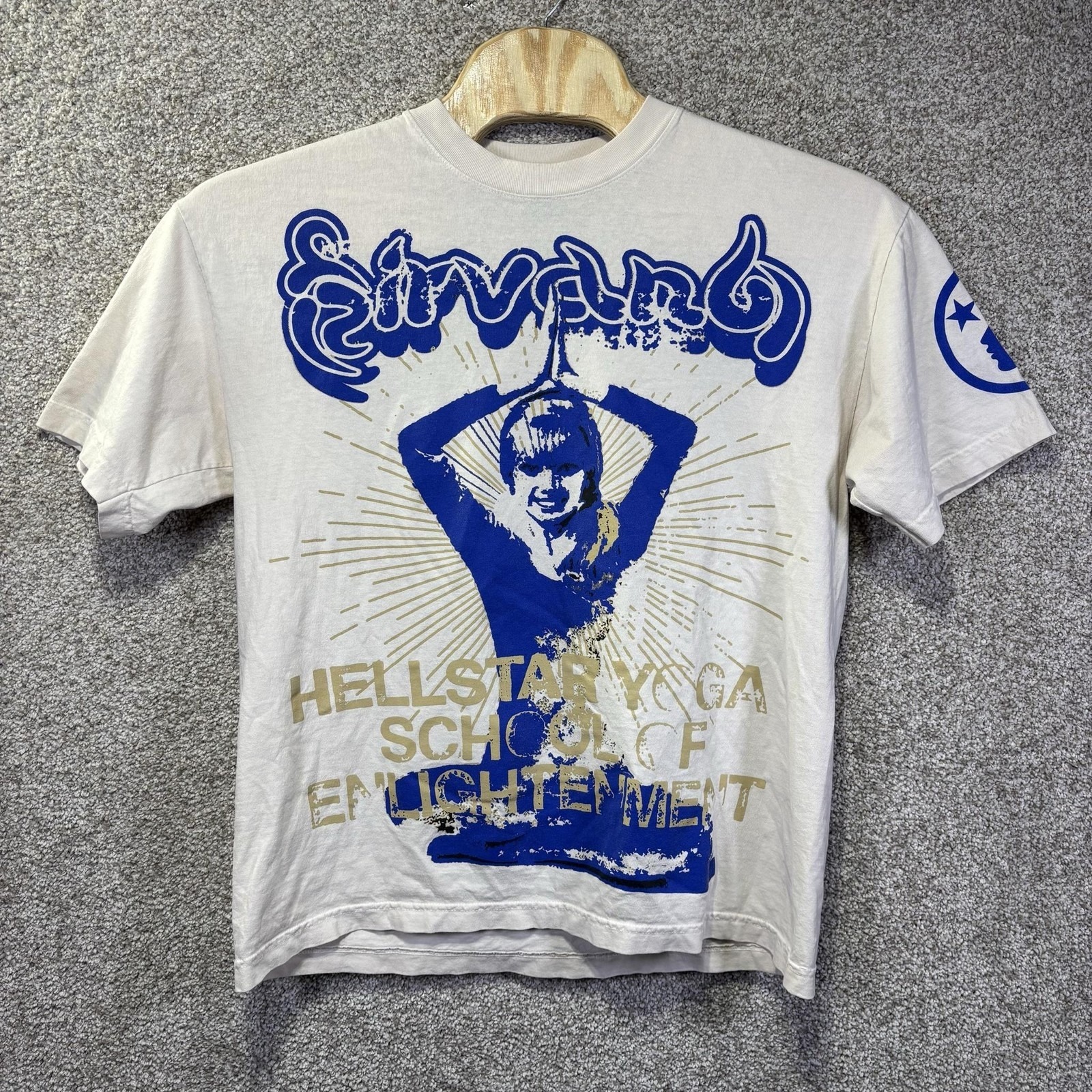 Hellstar Yoga Shirt Mens Medium White School Of Enlightenment Graphic Om Tee
